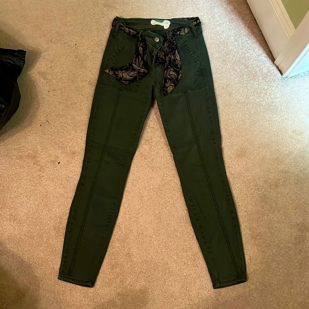 ANTHROPOLOGIE green stretchy traveler pants, size 26